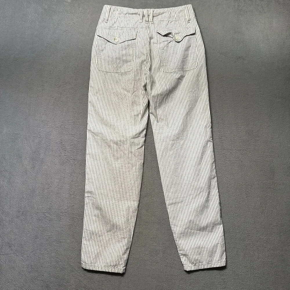 American Eagle Womens 00 Blue White Striped Ankle Pants Straight Casual EUC